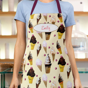 Ice Cream Parlour Buttercream Yellow Personalized Apron