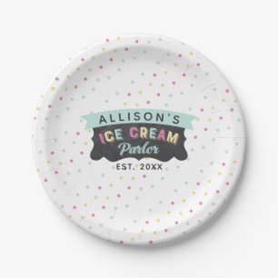 Ice Cream Parlour Fun Bold Polka Dot Birthday Paper Plate