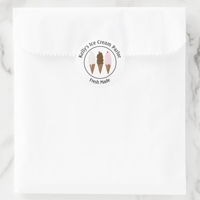 Ice Cream Parlour Logo 1.5" Classic Round Sticker (Bag)