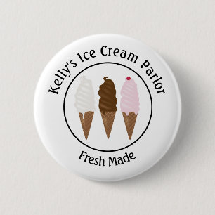 Ice Cream Parlour Logo  2 Inch Round Button