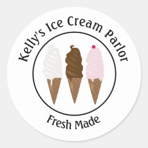 Ice Cream Parlour Logo Classic Round Sticker