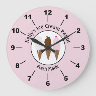 Ice Cream Parlour Logo Large Clock
