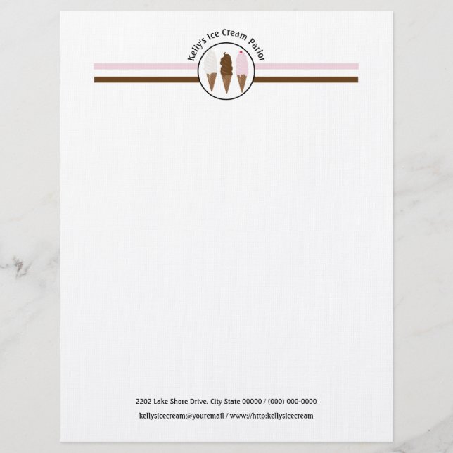 Ice Cream Parlour Logo Letterhead (Front)