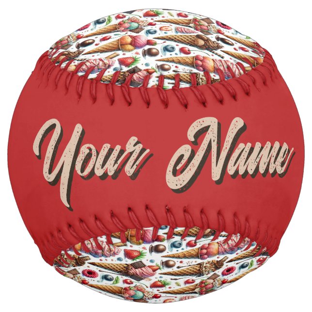 Ice-Cream Parlour Party (personalize) Softball (Back)