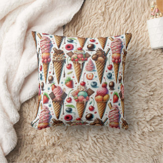 Ice-Cream Parlour Party Throw Pillow