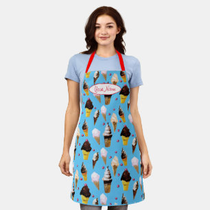 Ice Cream Parlour Retro Sky Blue Apron