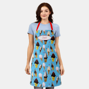 Ice Cream Parlour Retro Sky Blue Apron
