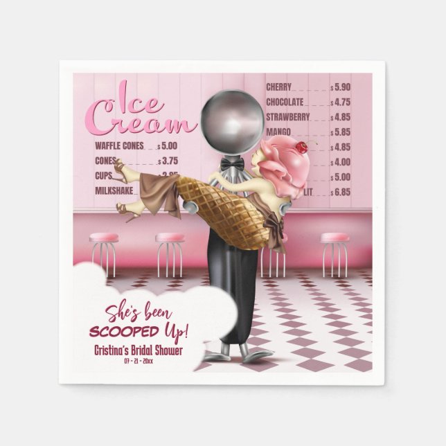 Ice cream Parlour She's Been Scooped Up Napkin (Front)