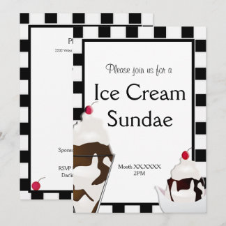 Ice Cream Parlour Social Party Custom Invitation