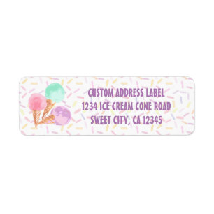 Ice Cream Party Address Labels