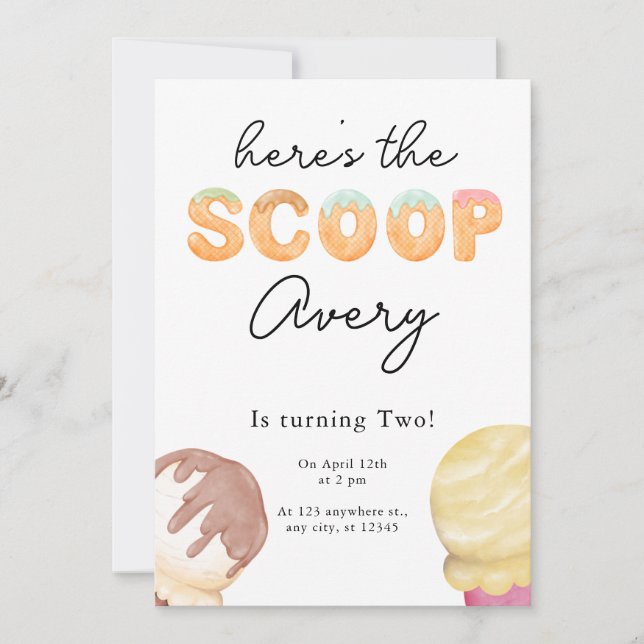 Ice Cream Party Anniversaire Invitation (Devant)
