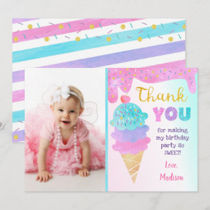 Ice Cream Party Anniversaire Merci Cartes 