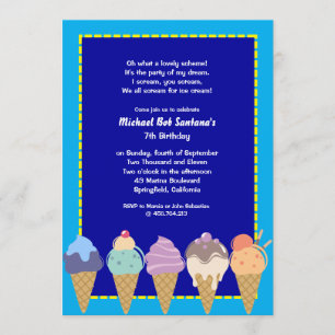 Ice Cream Party Birthday Invitation