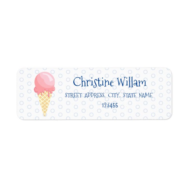 Ice Cream Party Birthday Kids Address  (Front)
