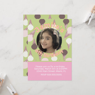 Ice Cream Party Birthday Photo Invitation