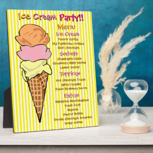 Ice Cream Party Custom Menu Plaque