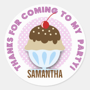 Ice Cream Party Custom Thank You Stickers
