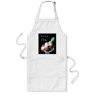 ICE CREAM PARTY, DESERT SHOP,black Long Apron