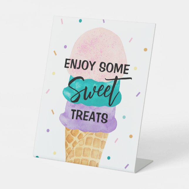 Ice Cream Party Dessert Table Party Sign - Sundae (Front)