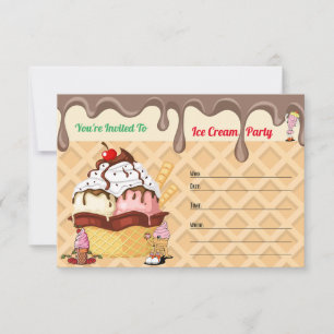 Ice Cream Party Ice Cream Cone birthday invite