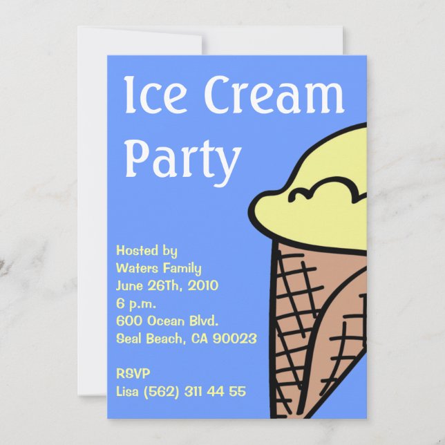 Ice Cream Party Invitation (Front)