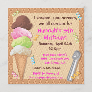 Ice Cream Party Invitation Celebration