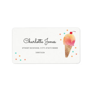 Ice Cream Party Kids Birthday Address Labels