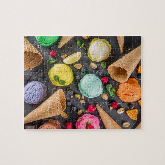Ice Cream Party Modern Colorful Food Dessert Jigsaw Puzzle (Horizontal)