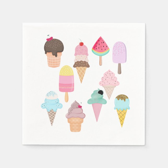 Ice Cream Party Napkin (Front)