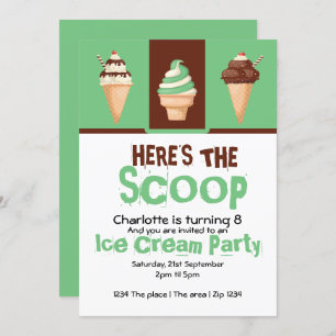 Ice Cream Party Personalized Invitation