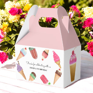 Ice Cream Party Pink White Popsicles Favor Box