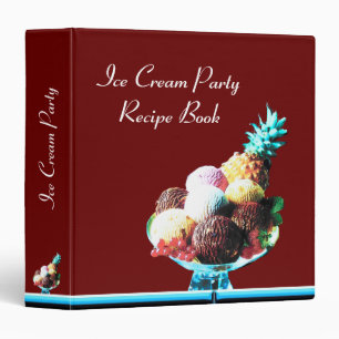 ICE CREAM PARTY RECIPE BOOK ,black blue red Binder