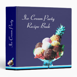 ICE CREAM PARTY  RECIPE BOOK ,black blue red Binder
