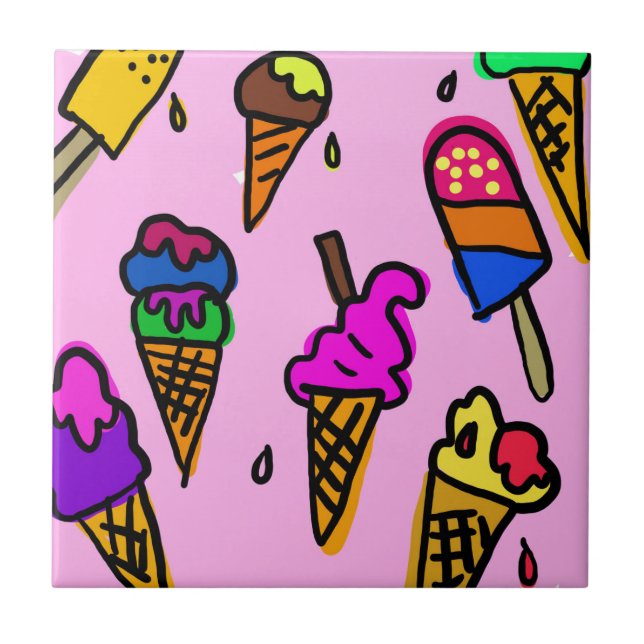 Ice Cream Party Shower Sweets Destiny's Tile (Front)