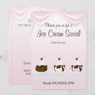 Ice Cream Party Social Custom Invitation