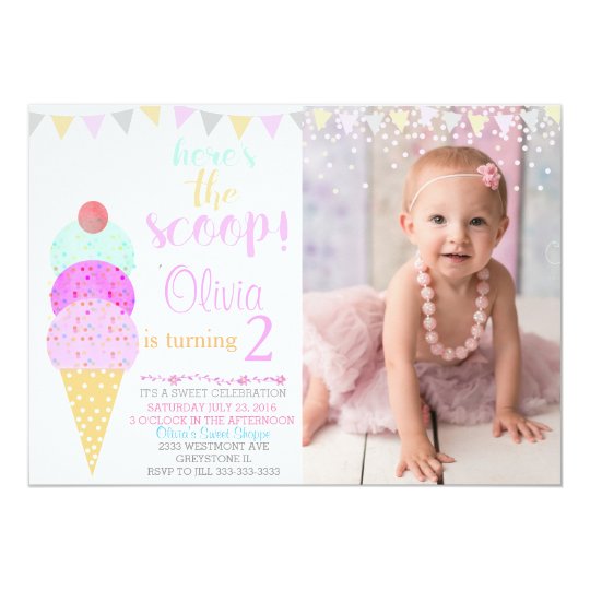 Ice cream party Water colour ice cream cone Card