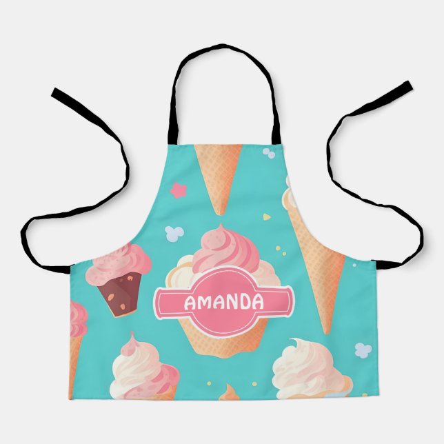 Ice cream Pastel Colourful Personalized Pattern Apron (Front)