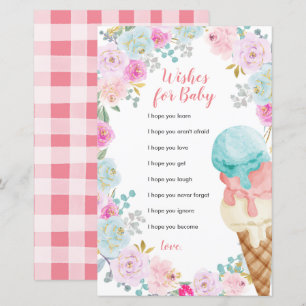 Ice Cream Pastel Flowers Wishes for Baby Card