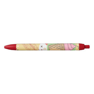 Ice cream pastel Playful pattern abstract Blue Ink Pen