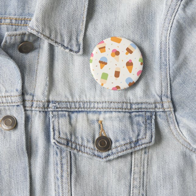 Ice Cream Pattern, Ice Cream Cone, Ice Popsicle 2 Inch Round Button (In Situ)