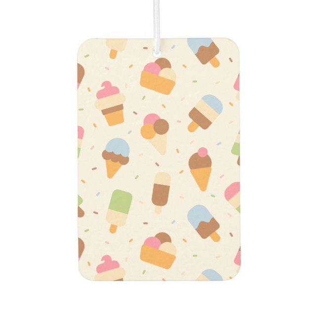 Ice Cream Pattern, Ice Cream Cone, Ice Popsicle Air Freshener (Front)