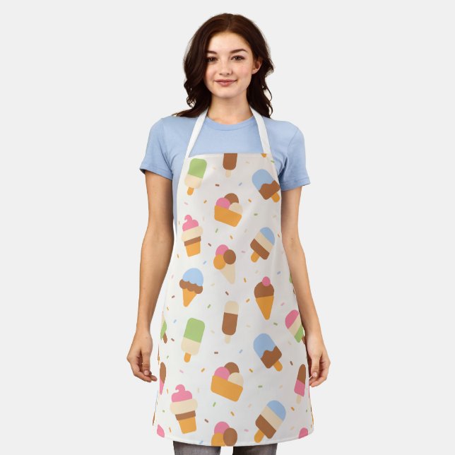 Ice Cream Pattern, Ice Cream Cone, Ice Popsicle Apron (Worn)
