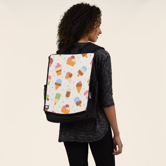 Ice Cream Pattern, Ice Cream Cone, Ice Popsicle Backpack (Worn)