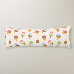 Ice Cream Pattern, Ice Cream Cone, Ice Popsicle Body Pillow