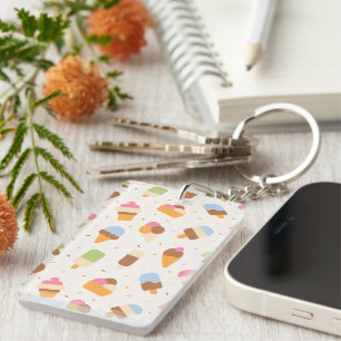 Ice Cream Pattern, Ice Cream Cone, Ice Popsicle Keychain