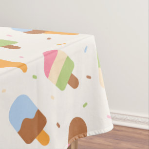 Ice Cream Pattern, Ice Cream Cone, Ice Popsicle Tablecloth