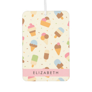 Ice Cream Pattern, Ice Cream Cone, Your Name Air Freshener