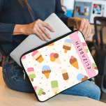 Ice Cream Pattern, Ice Cream Cone, Your Name Laptop Sleeve<br><div class="desc">Cute,  fun and adorable pattern with ice creams and sprinkles. Modern and trendy gift,  perfect for the ice cream lover in your life. Personalize by adding your name,  nickname,  monogram or initials.</div>