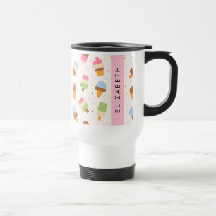 Ice Cream Pattern, Ice Cream Cone, Your Name Travel Mug