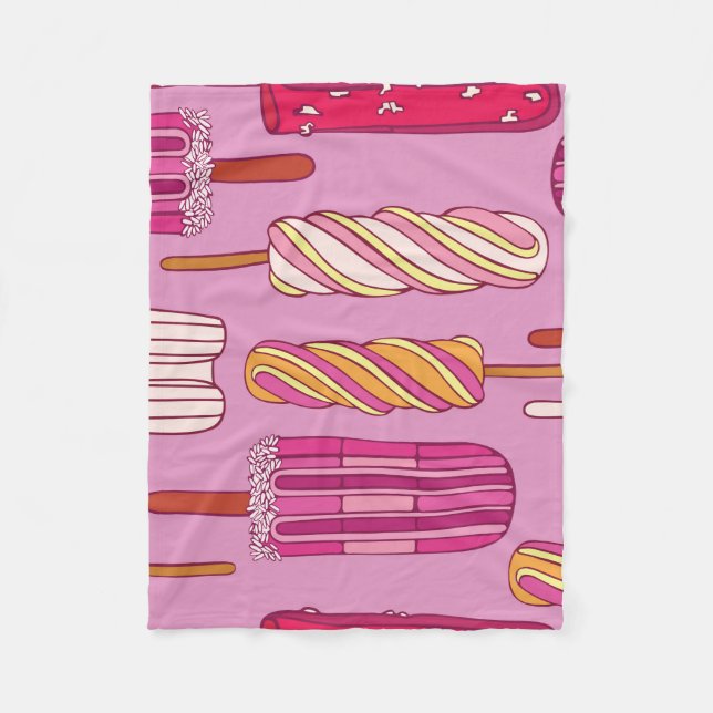 Ice cream pattern,illustration.  fleece blanket (Front)